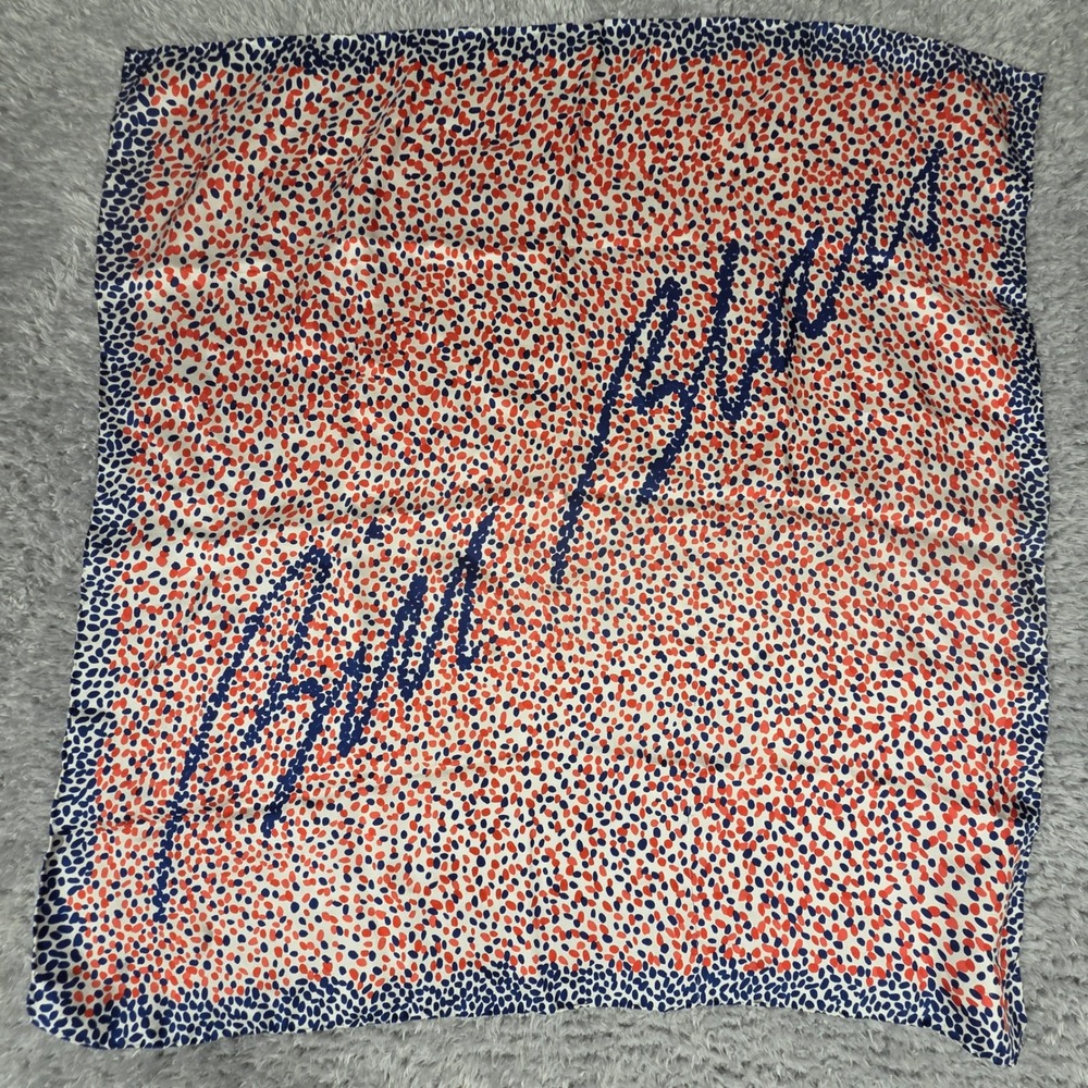 Bill Blass Scarf Women OS Red Blue Pebble Print Excellent Silk Signature Square